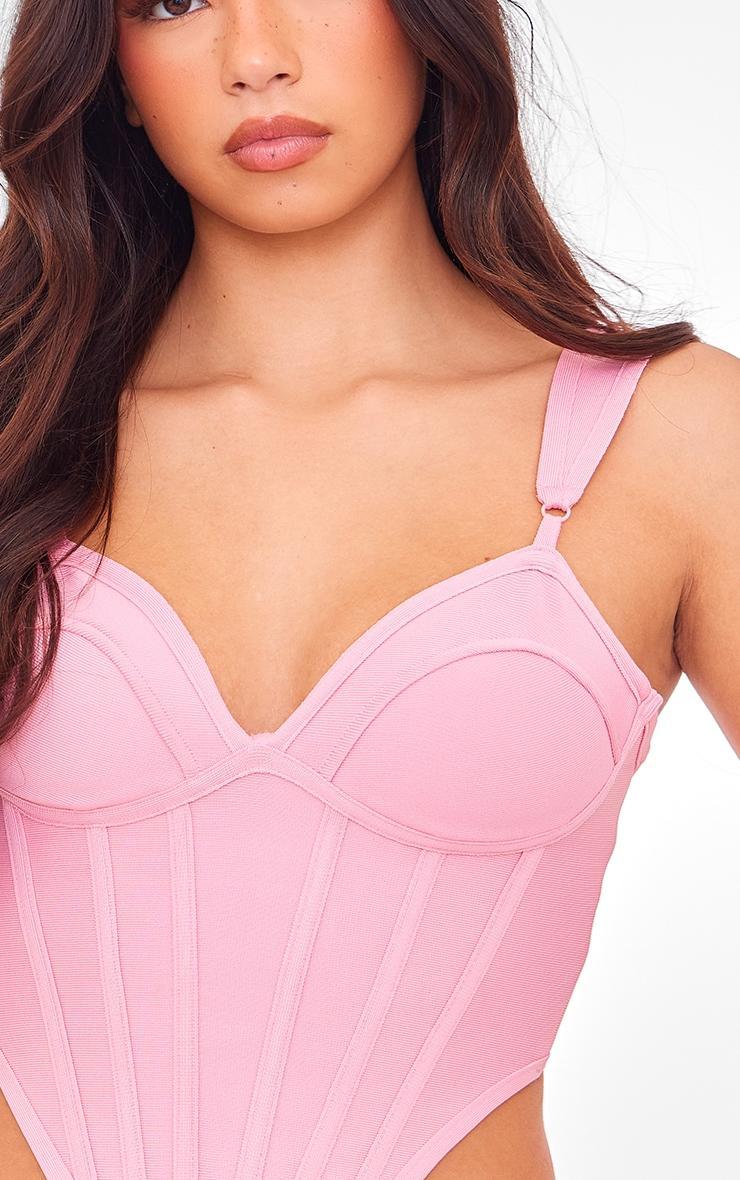 Bubblegum Pink Bandage Dip Hem Bust Cup Corset Product Image