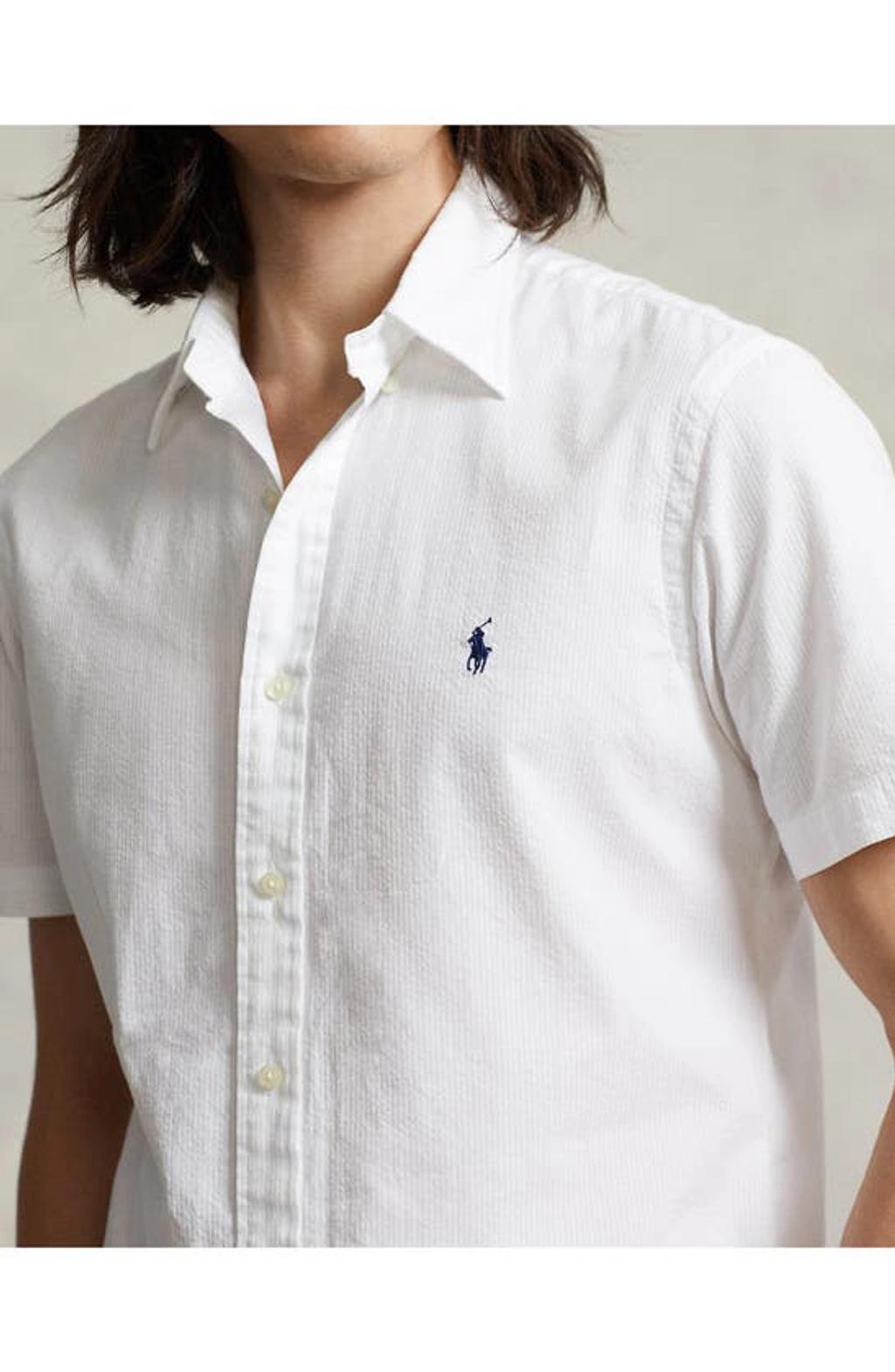 POLO RALPH LAUREN Mens Short Sleeve Logo Linen Shirt In White Product Image