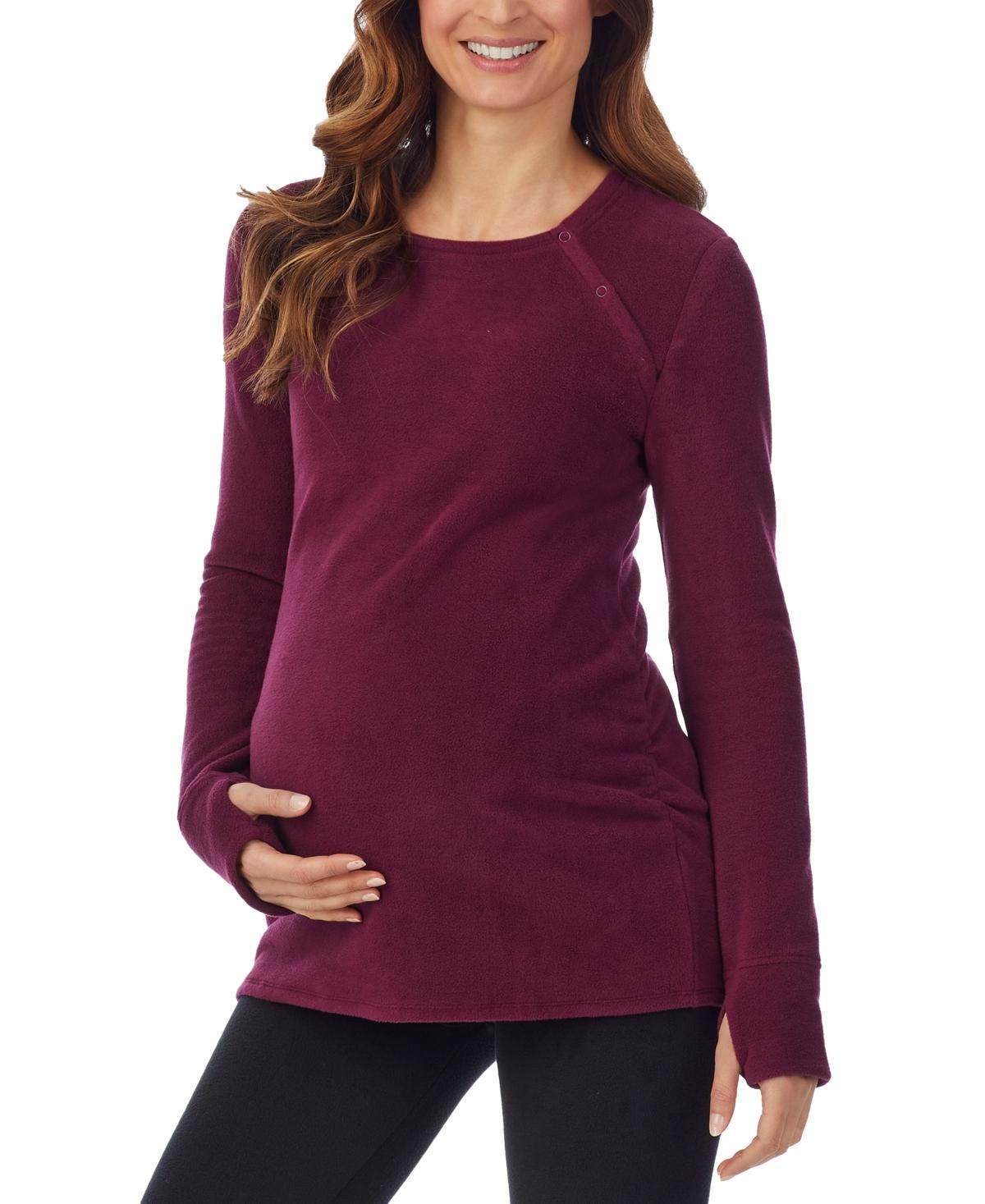 Maternity Cuddl Duds Fleecewear with Stretch Snap Front Crewneck Top, Womens Product Image