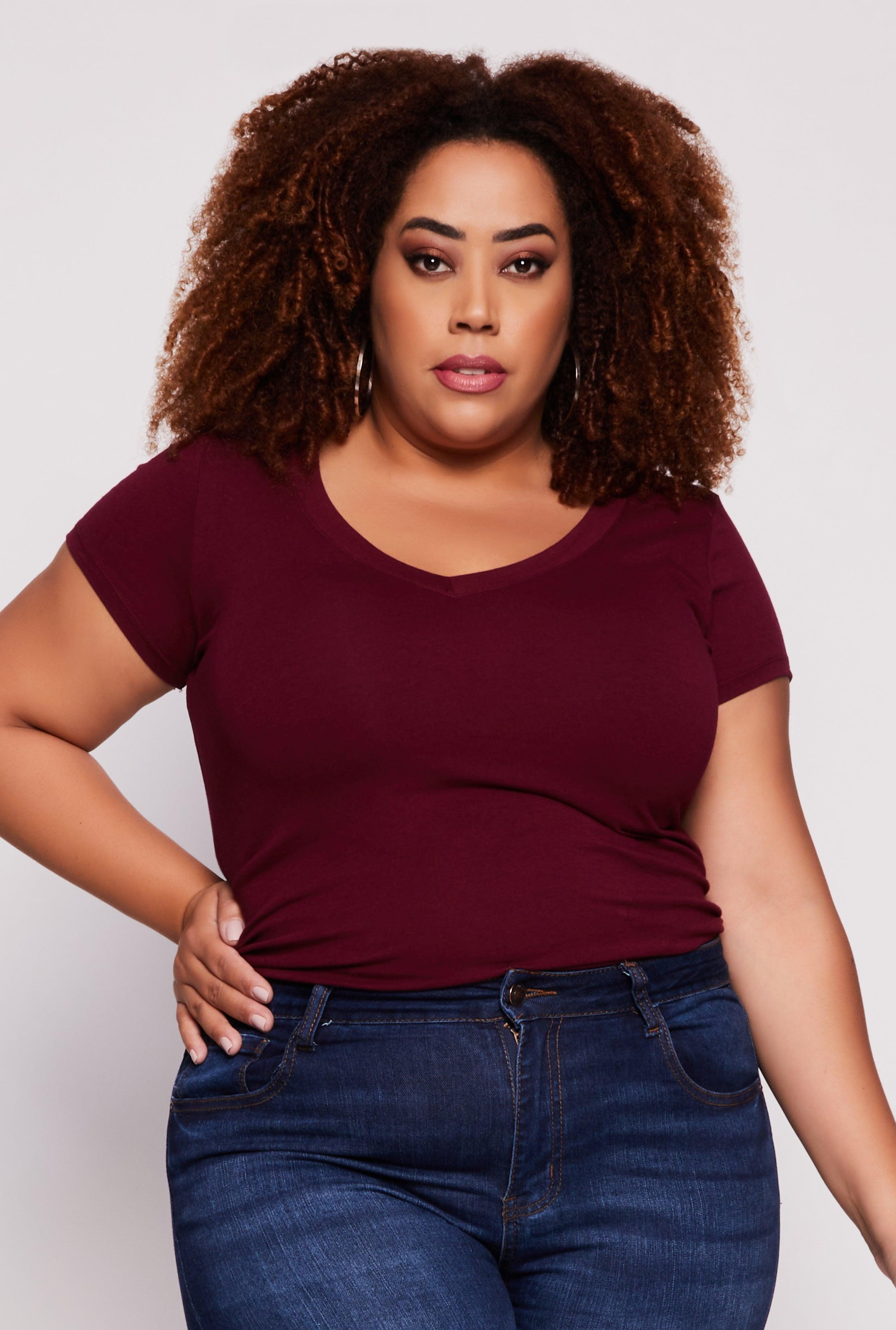 Womens Plus Size V Neck Tee Product Image