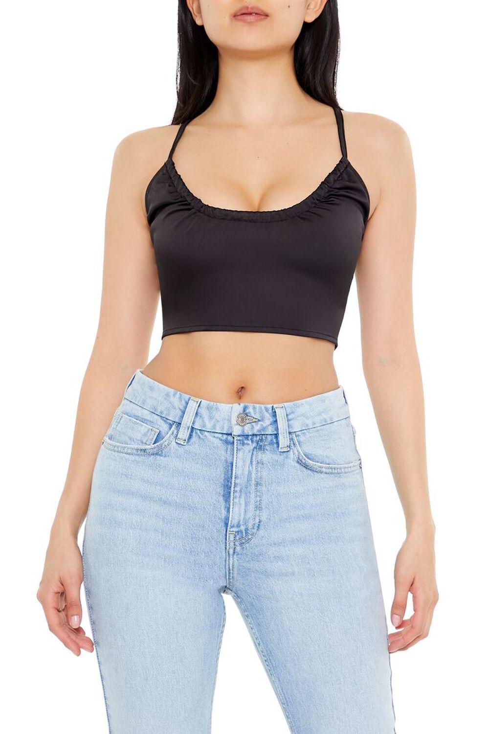 Crisscross Satin Cropped Cami | Forever 21 Product Image