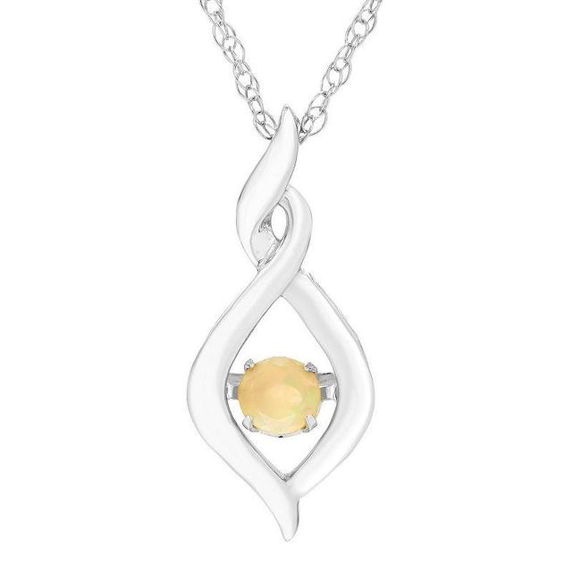 Boston Bay Diamonds Brilliance in Motion Sterling Silver Opal Dancing Gemstone Infinity Pendant, Womens White Product Image