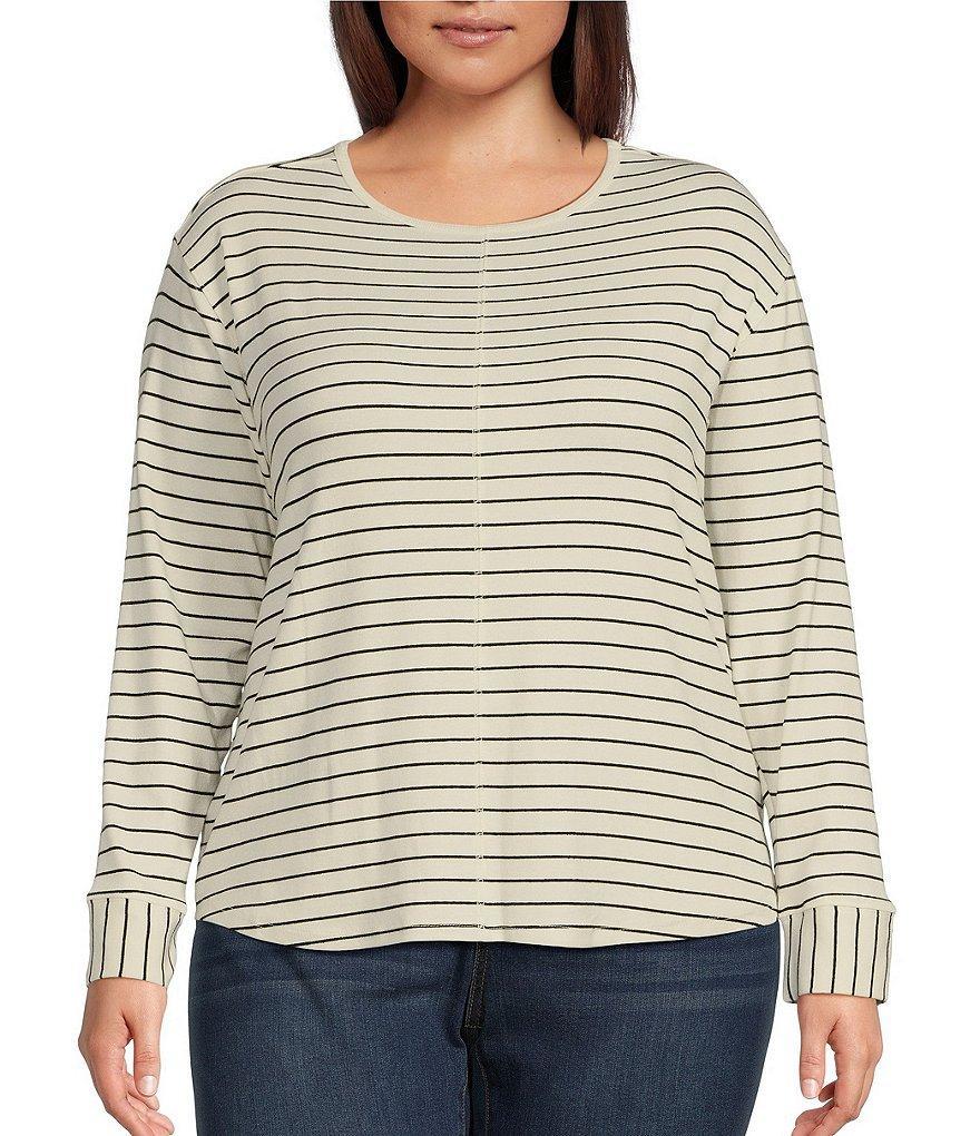 Westbound Plus Size Round Neck Long Sleeve Knit Tee Shirt Product Image