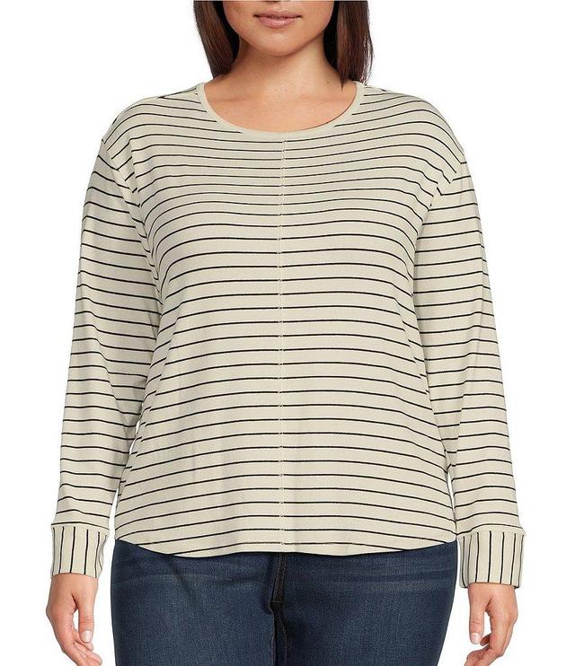 Westbound Plus Size Round Neck Long Sleeve Knit Tee Shirt Product Image