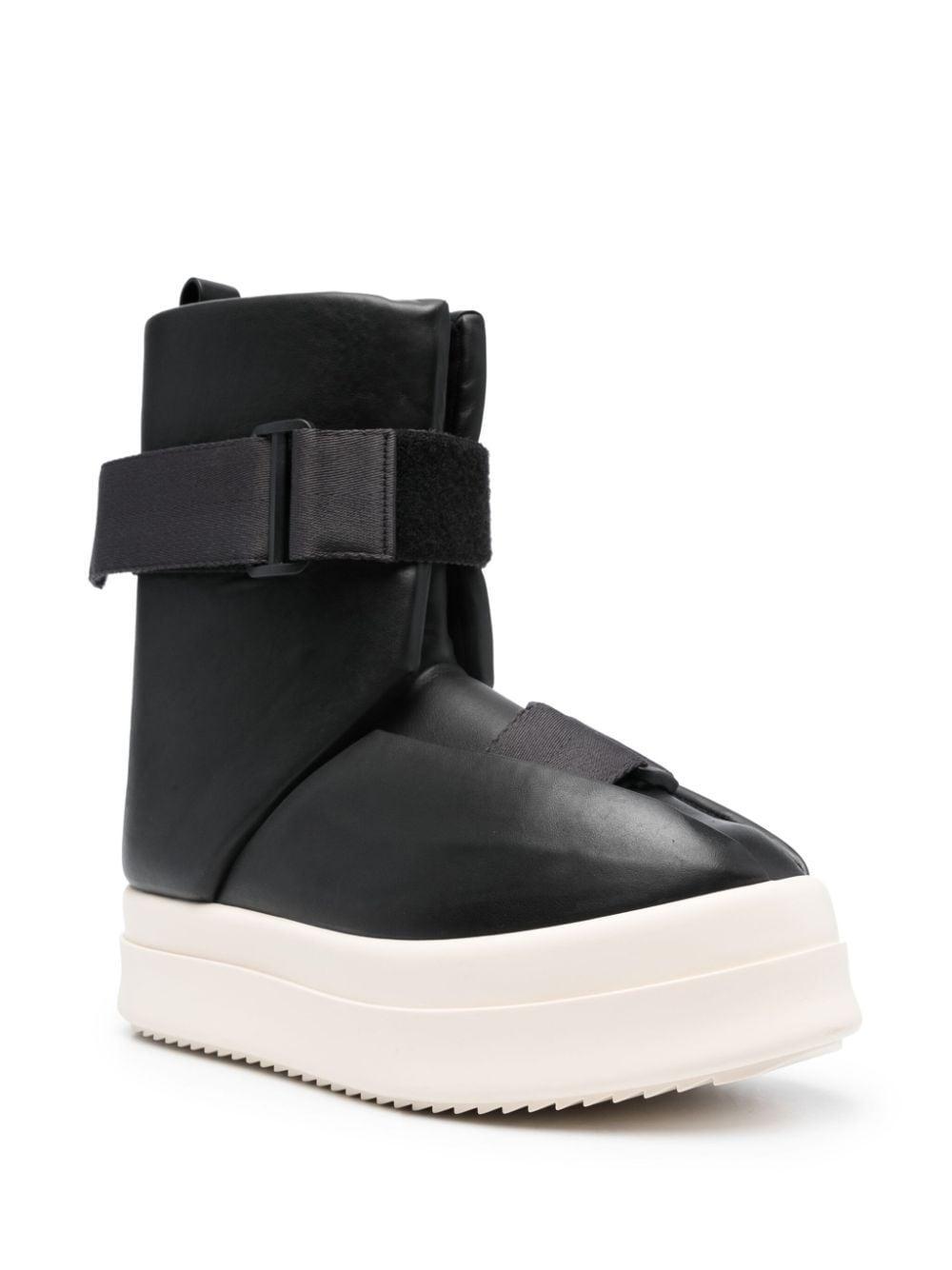 Buckled Leather Ankle Boots In Black Product Image