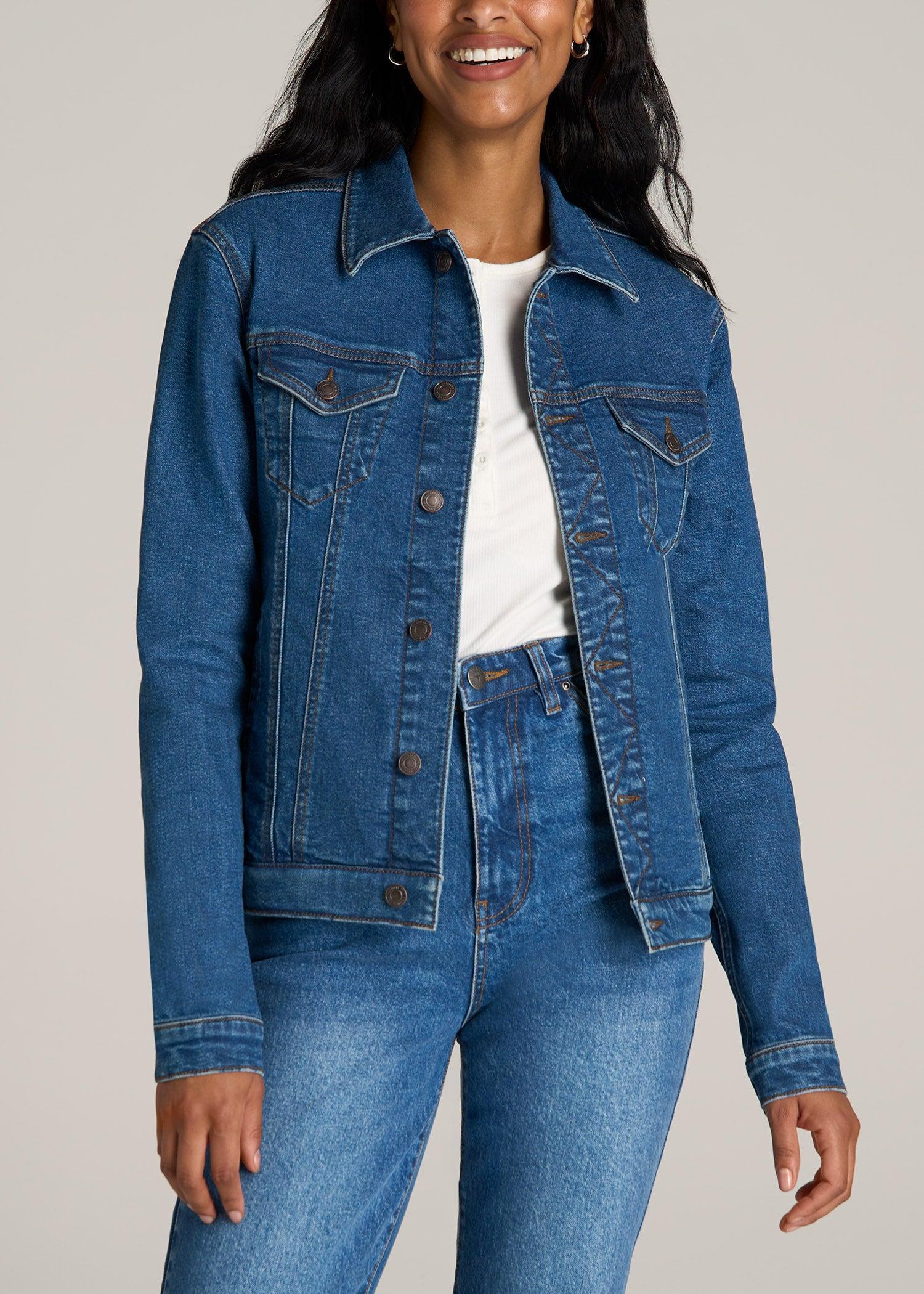 Tall Women's Denim Jacket in Blue 90's Wash Female Product Image