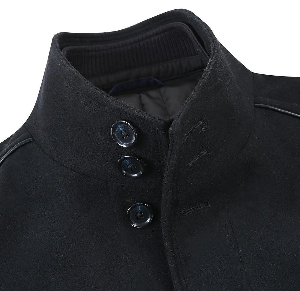 English Laundry Black Slim Fit Wool Blend Short Coat with Detachable Full Zipper Product Image