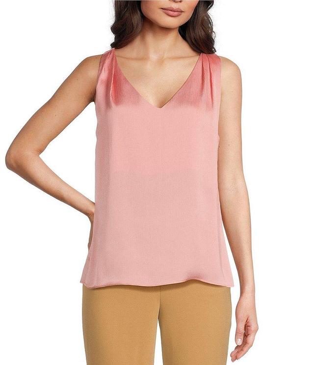 Donna Karan Hammered Satin V-Neck Sleeveless Top Product Image