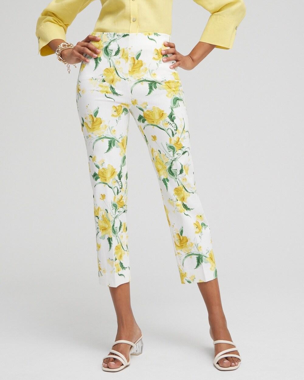 Juliet Floral Straight Cropped Pants Product Image