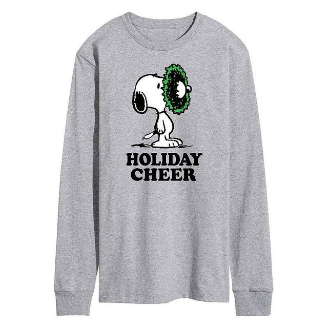 Mens Peanuts Holiday Cheer Long Sleeve Tee Med Grey Product Image