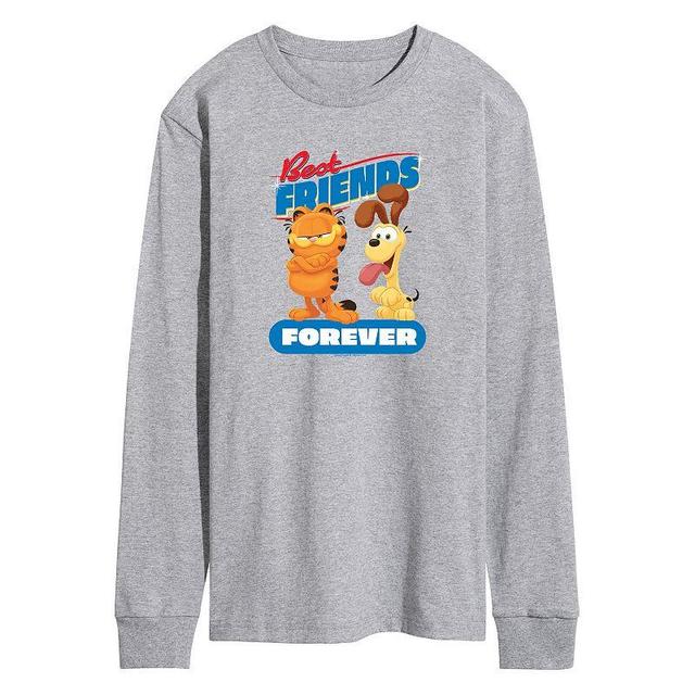 Mens Garfield The Movie Best Friends Forever Long Sleeve Graphic Tee Athletic Grey Product Image