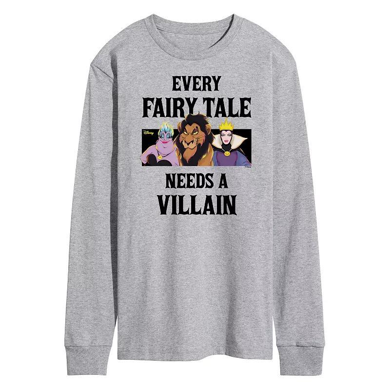 Disney Villains Mens Every Fairy Tale Long Sleeve Graphic Tee Grey Gray Product Image