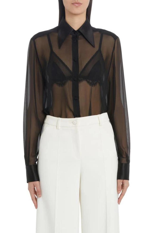 DOLCE & GABBANA Semi-sheer Mesh Shirt In Black Product Image