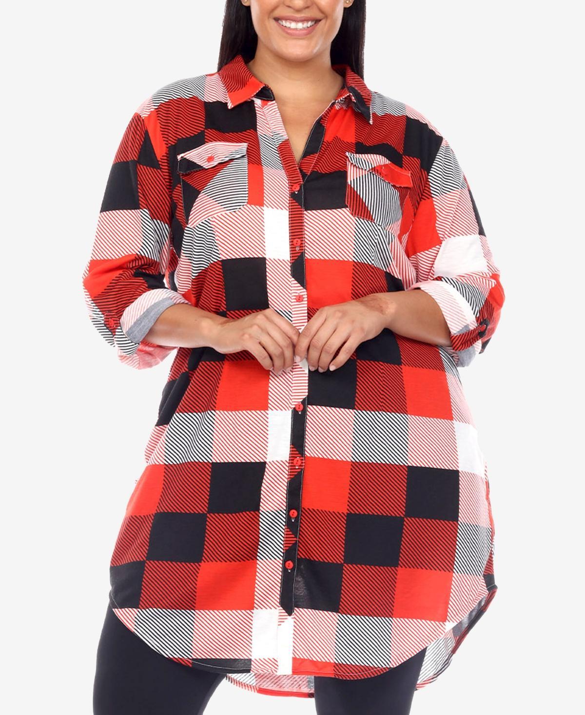 White Mark Plus Size Plaid Tunic Shirt Product Image