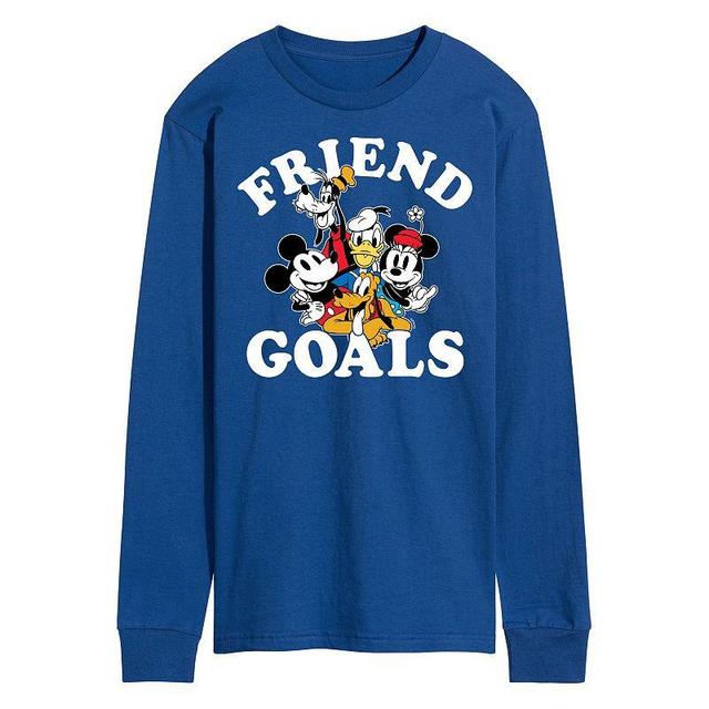 Disneys Mens Friend Goals Long Sleeve Tee Med Blue Product Image