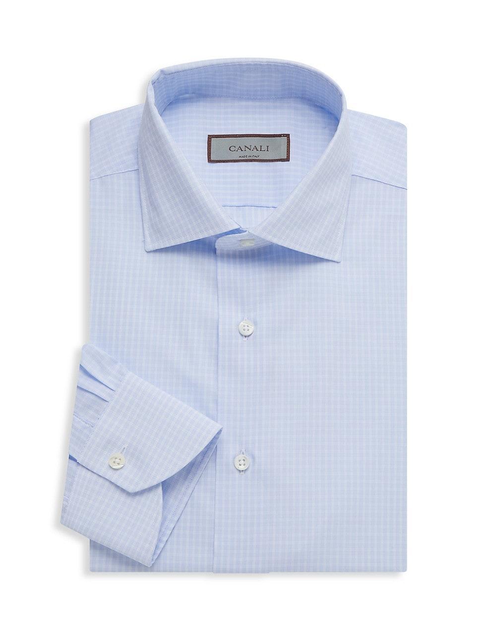 Mens Checked Cotton Dress Shirt Product Image