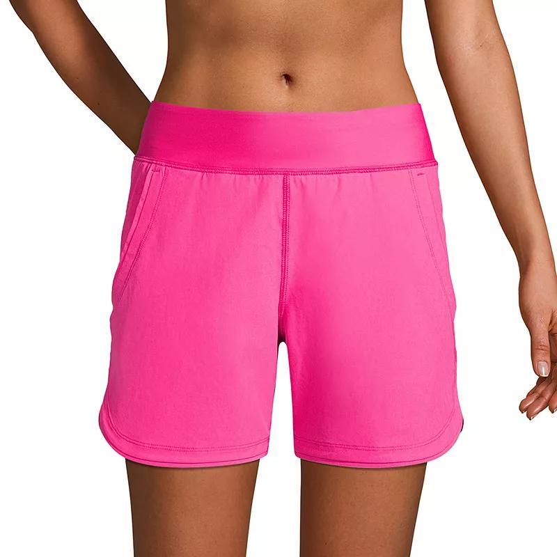 Womens Lands End 5 Quick Dry Swim Shorts With Panty Carmine Pink Product Image