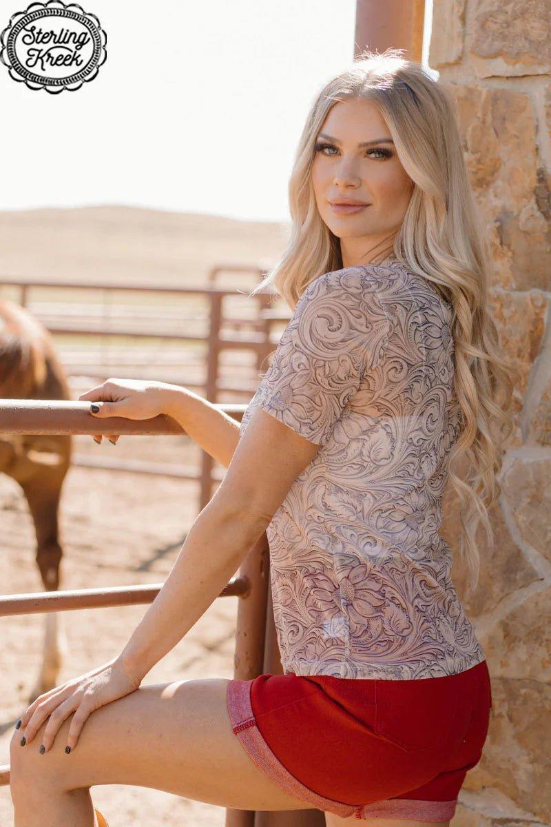 Sterling Kreek Country Tooled Mesh Top* Product Image