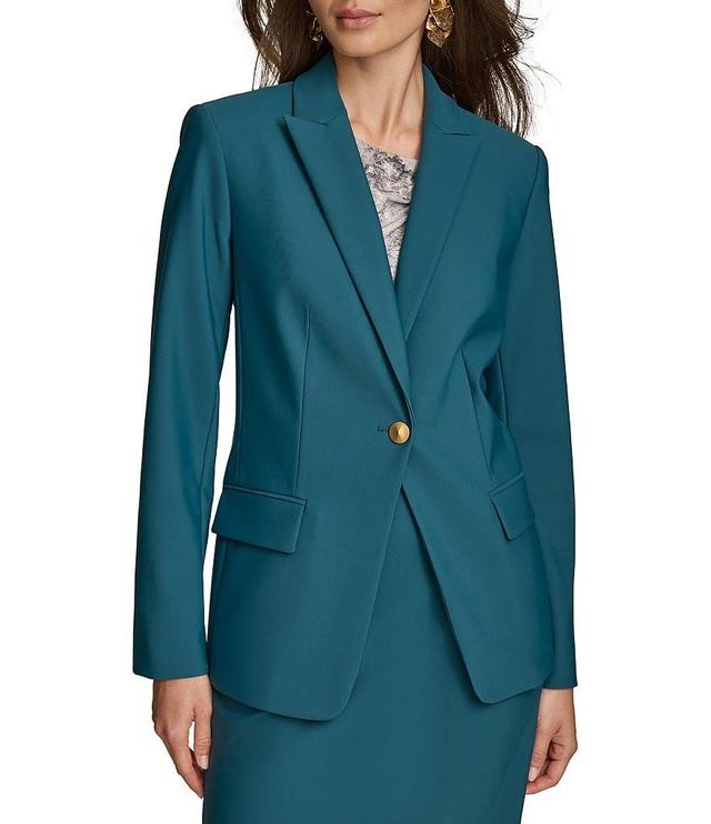 Donna Karan Precision Ponte Lapel Collar 1-Button Coordinating Blazer Product Image