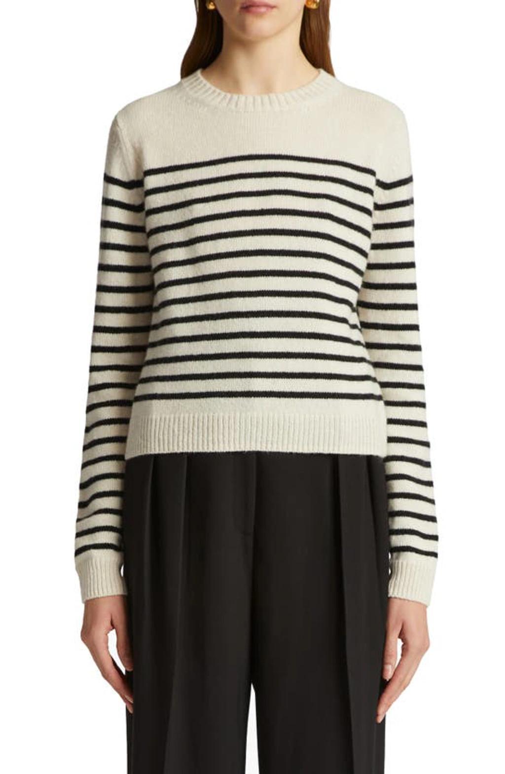 KHAITE Diletta Striped Cashmere Sweater In Black Product Image