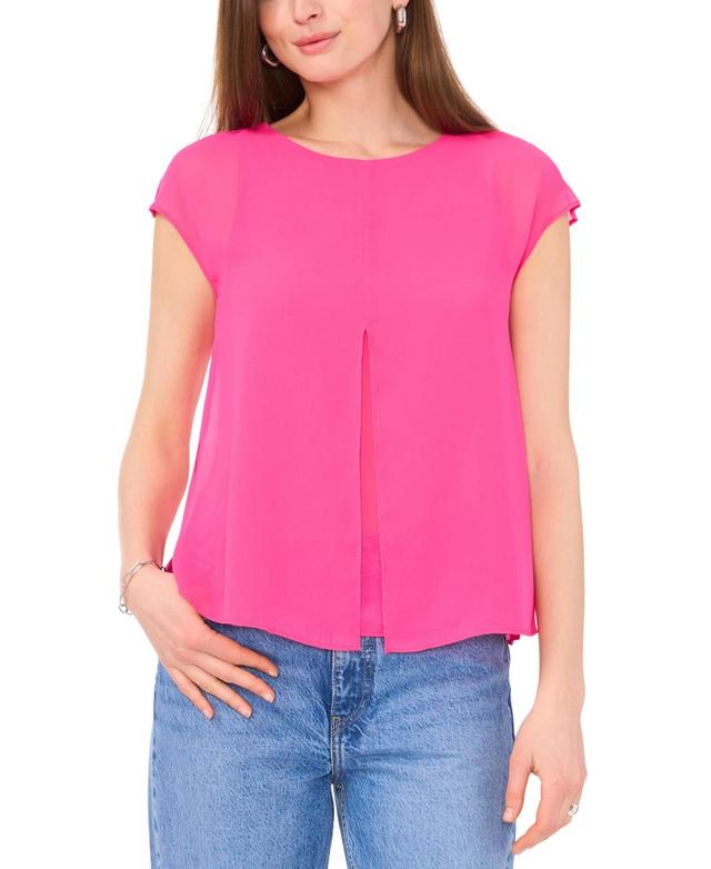 Vince Camuto Womens Cap-Sleeve Overlay Top Product Image