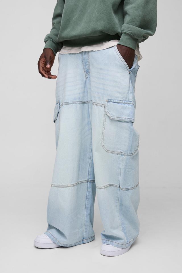 Super Baggy Rigid Cargo Denim Jeans | boohooMAN USA Product Image