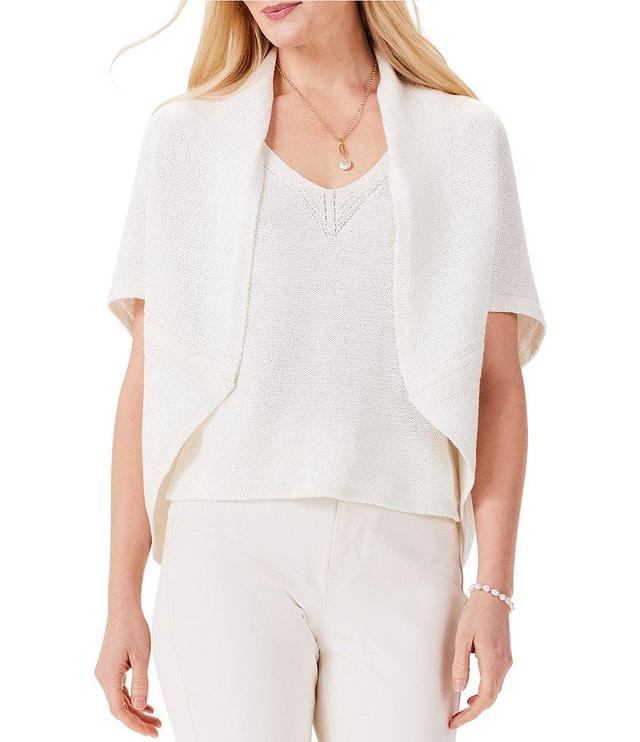 NIC + ZOE Sleek Cocoon Knit Open Front Short Kimono Sleeve Curved Hem Cardigan Product Image