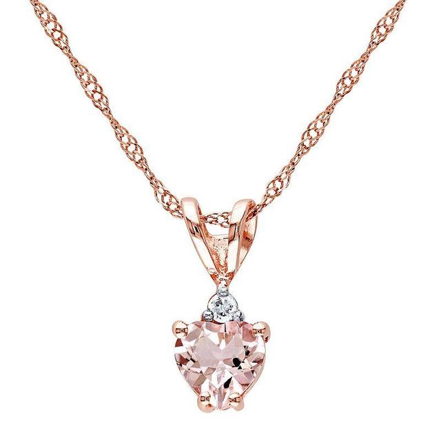 Stella Grace 10k Rose Gold Morganite & Diamond Accent Heart Pendant, Womens Pink Product Image