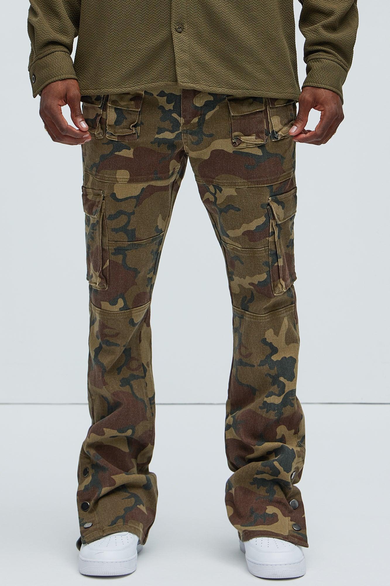 Snap At It Cargo Stacked Skinny Flare Pants - Camouflage product image