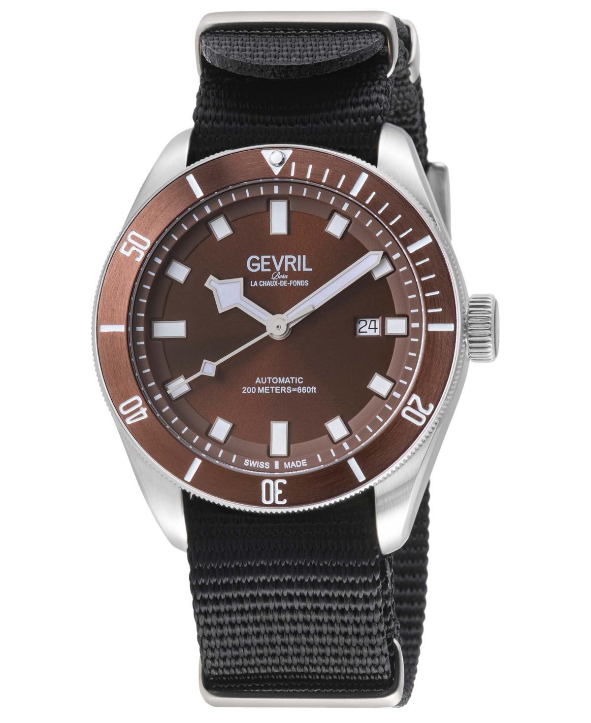 Gevril Mens Yorkville Swiss Automatic Black Nylon Watch 43mm - Black Product Image