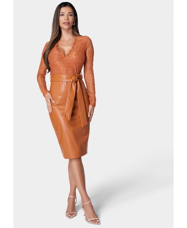 Bebe Womens Faux Leather Skirt Dress Product Image