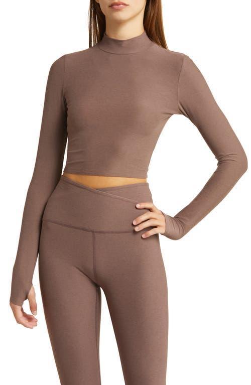 Beyond Yoga Featherweight Moving On Cropped Pullover (Truffle Heather) Women's Clothing Product Image