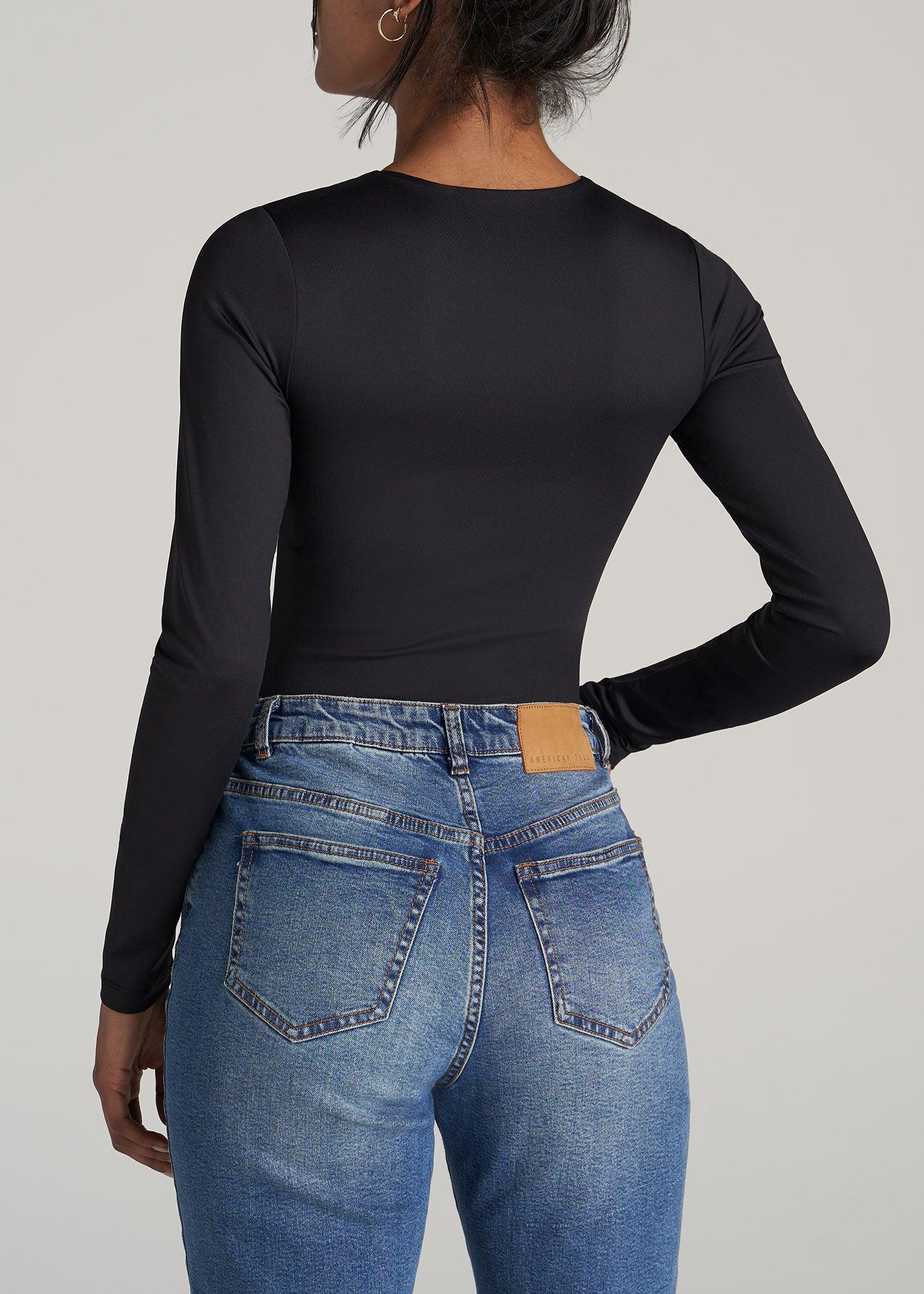 Long Sleeve Bodysuit for Tall Women in Black Product Image