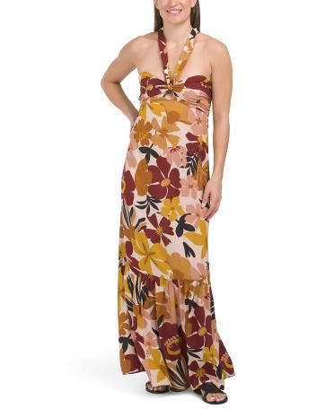 Maxi Halter Tiered Cover-up Dress for Women Product Image