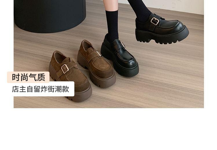 Buckled Faux Leather Platform Loafers Product Image