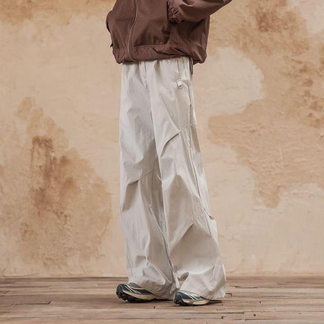 High Waist Plain Wide Leg Cargo Pants Product Image