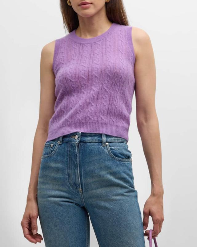 Cashmere Pointelle Cable-Knit Top Product Image