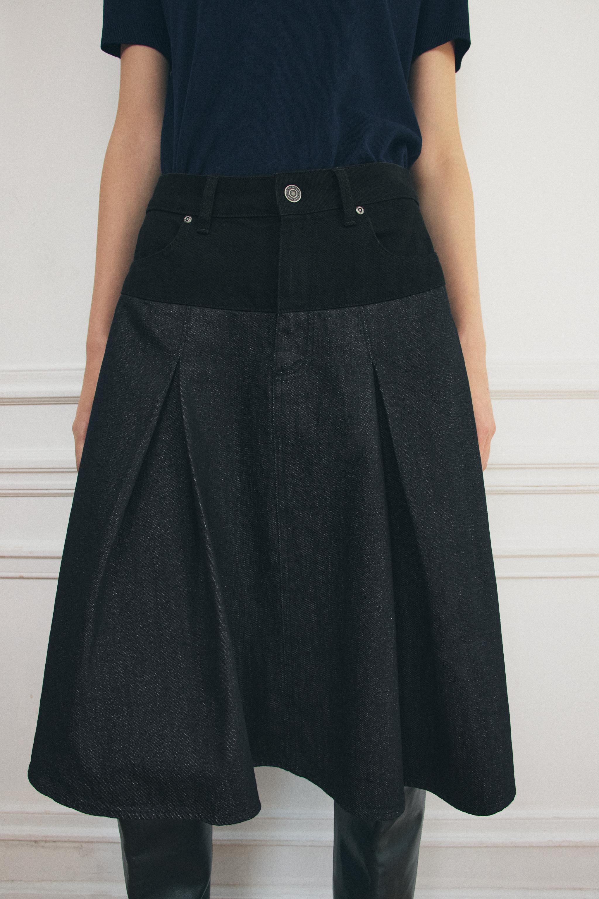 DENIM COMBINATION SKIRT ZW COLLECTION Product Image