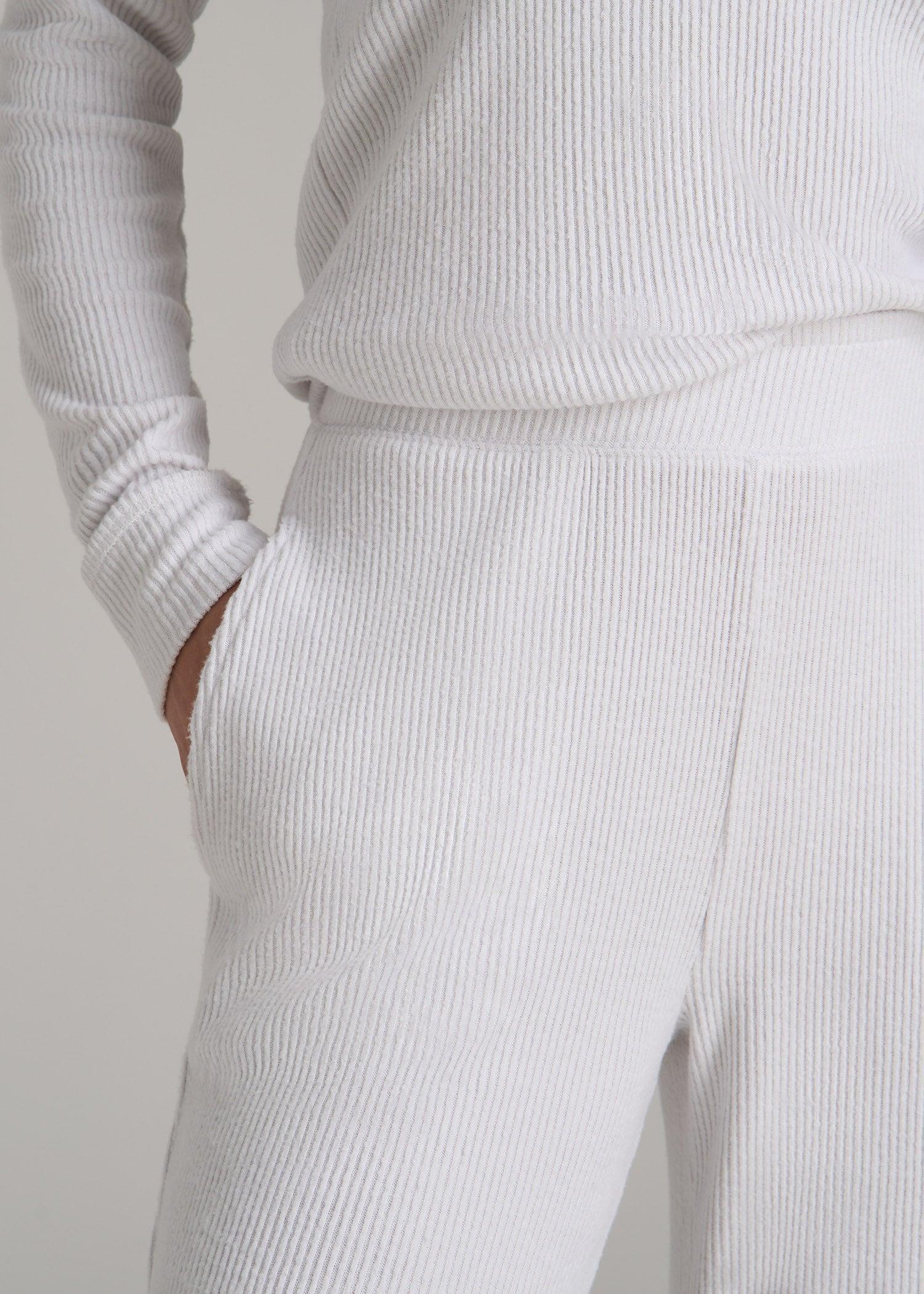 Women's Ribbed Flare Extra-Long Lounge Pants in Cloud White Product Image