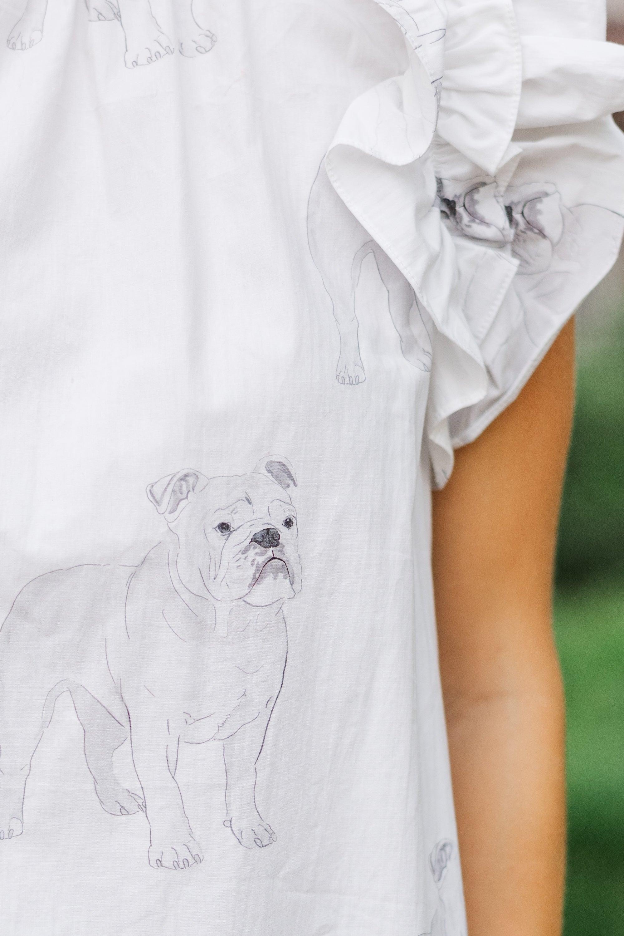 Listen To Your Heart White Bulldog Ruffled Blouse Female Product Image