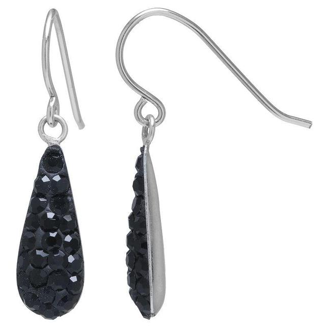 Main and Sterling Sterling Silver Crystal Tear Drop Earrings, Womens, Black Product Image