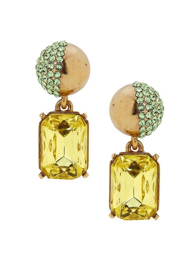 Oscar de la Renta Half Pav Crystal Drop Earrings Product Image