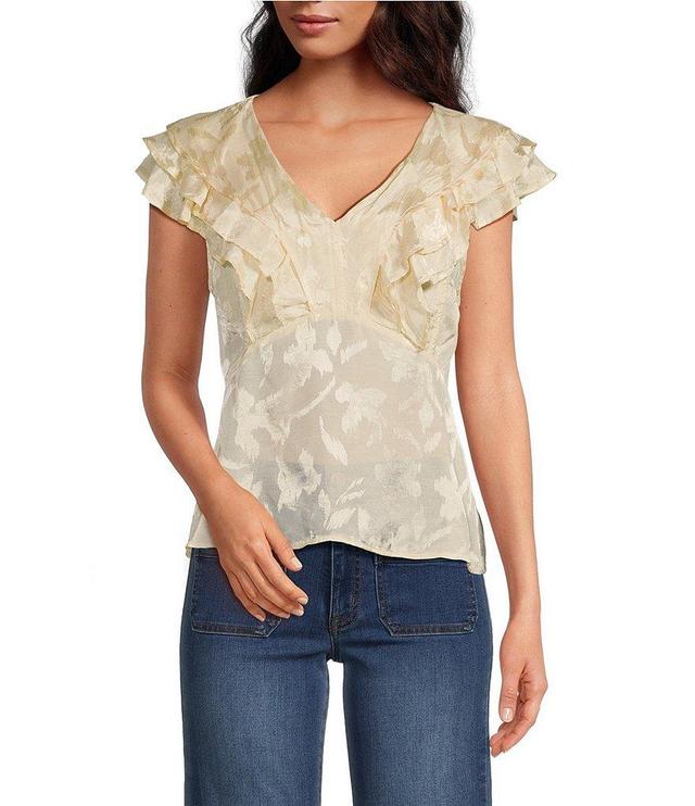 Sam Edelman V-Neck Ruffle Sleeveless Blouse Product Image