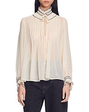 sandro Jacinthe Split Neck Blouse Product Image