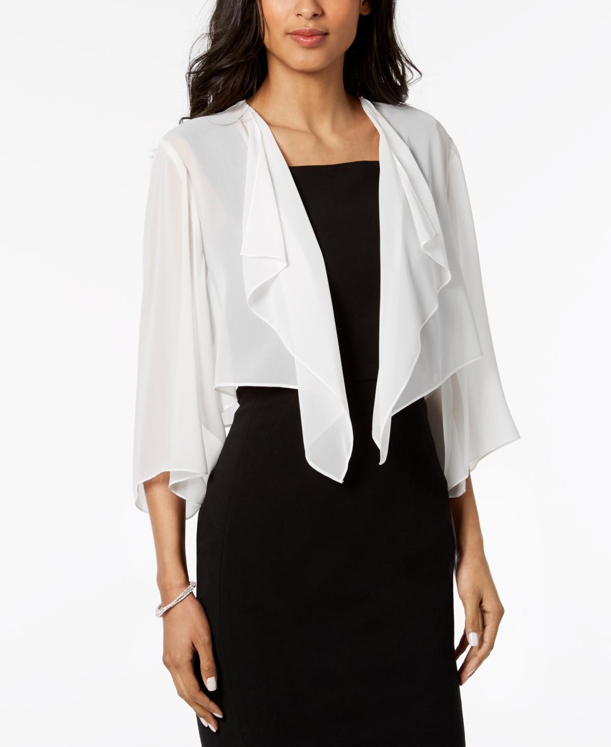 Alex Evenings Sheer Chiffon Split 34 Sleeve Handkerchief Hem Bolero Product Image