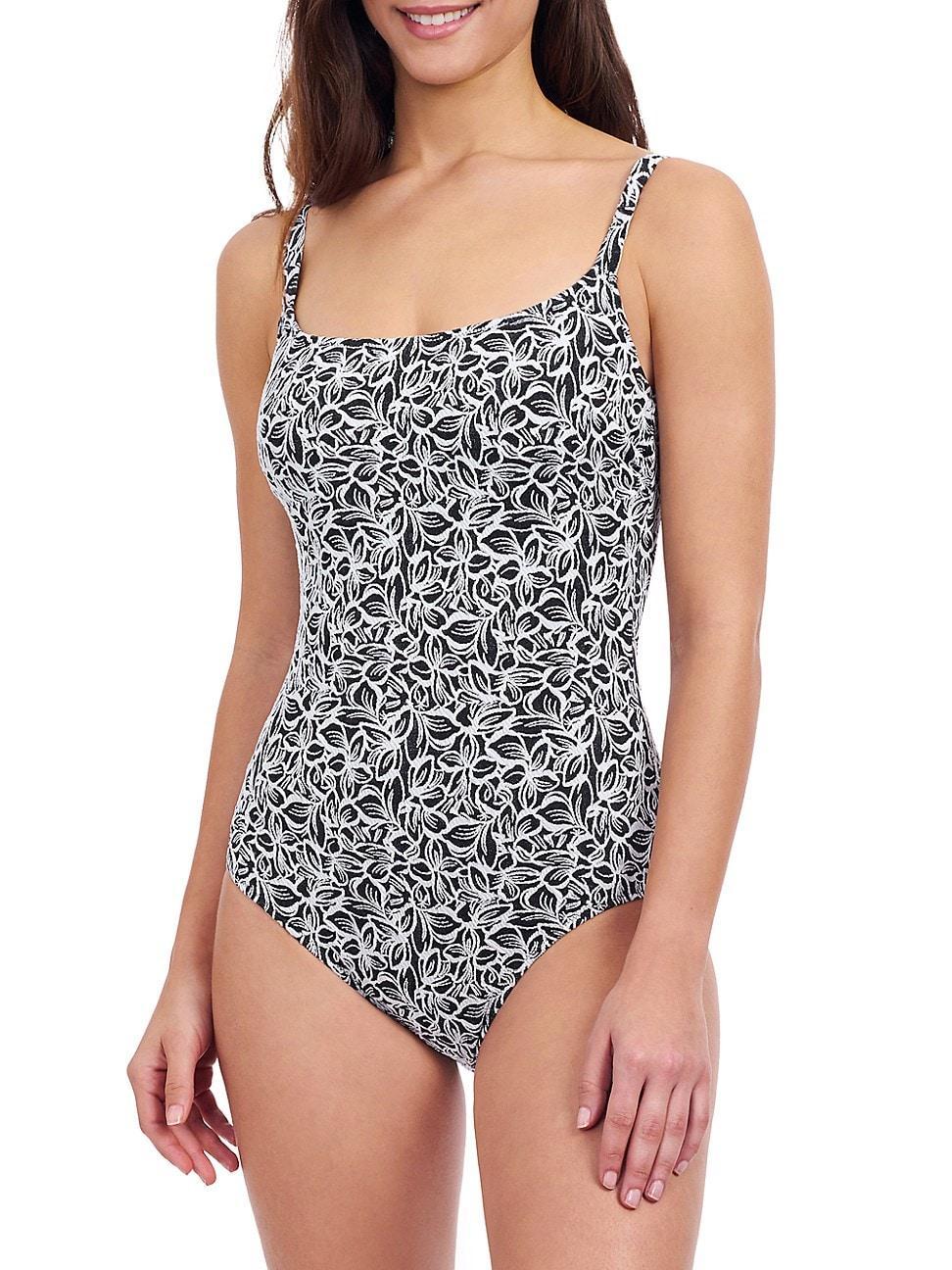 Womens Plumeria Floral Underwire One-Piece Swimsuit Product Image