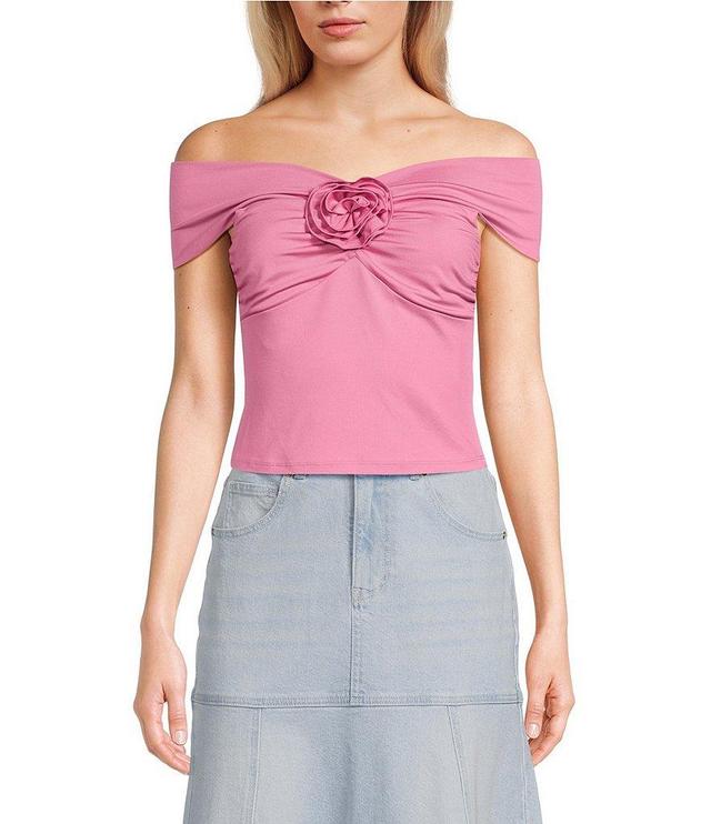 GB Rosette Applique Off-The-Shoulder Top Product Image