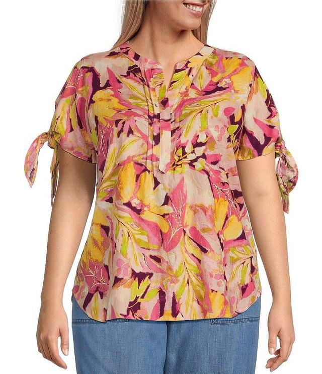 Westbound Plus Size Tie Short Sleeve Y-Neck Top Product Image