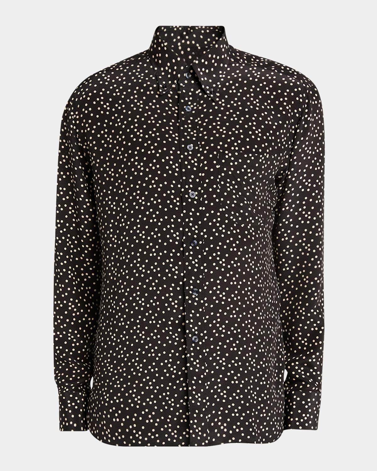 Men's Crepe de Chine Polka Dot Sport Shirt Product Image