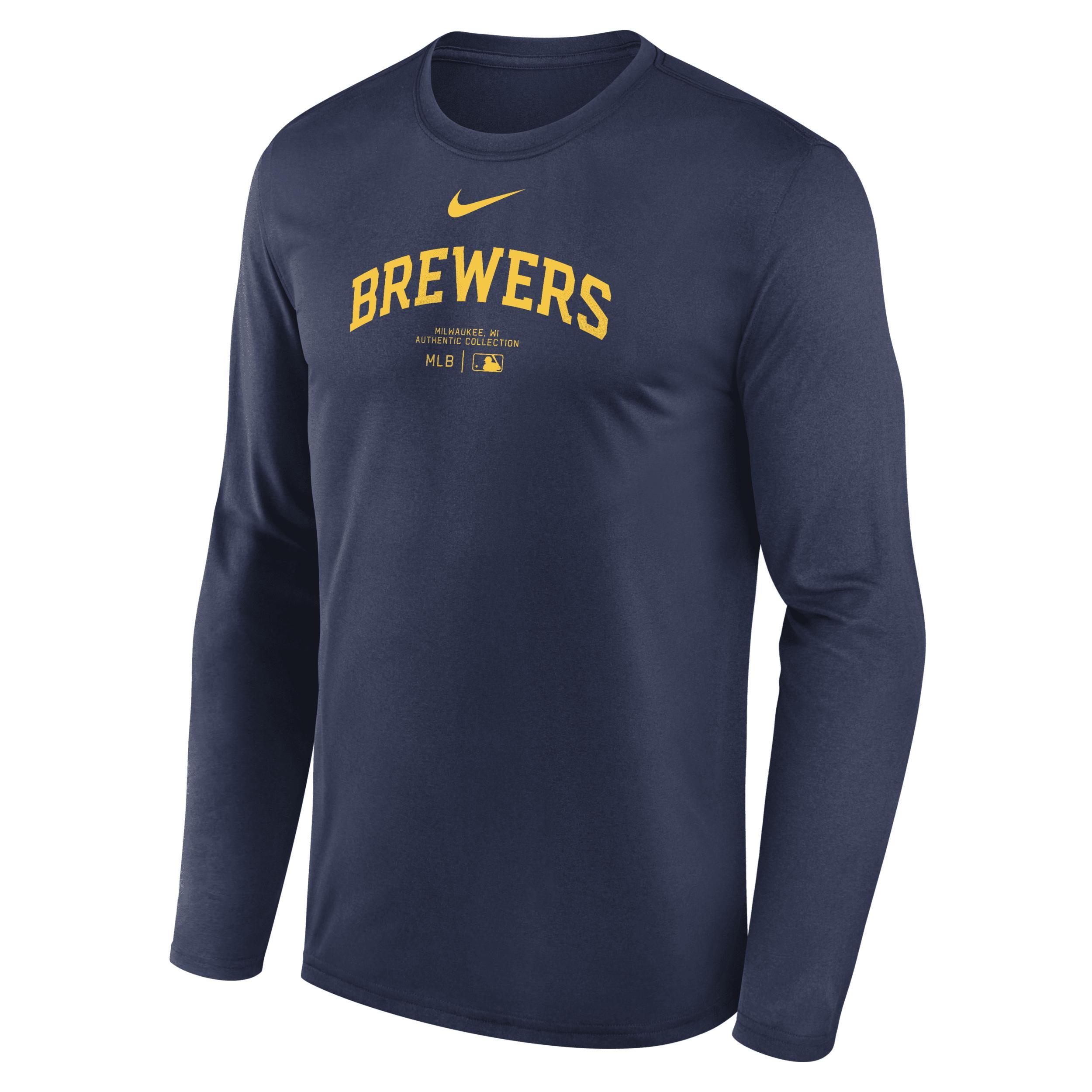 Nike Mens Navy Milwaukee Brewers Authentic Collection Practice Performance Long Sleeve T-Shirt Product Image